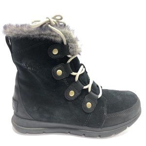 Sorel Women’s Explorer Joan Waterproof Boots Black Suede, Size 8 M